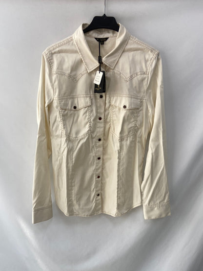 MASSIMO DUTTI.Camisa denim fluida beige T.L