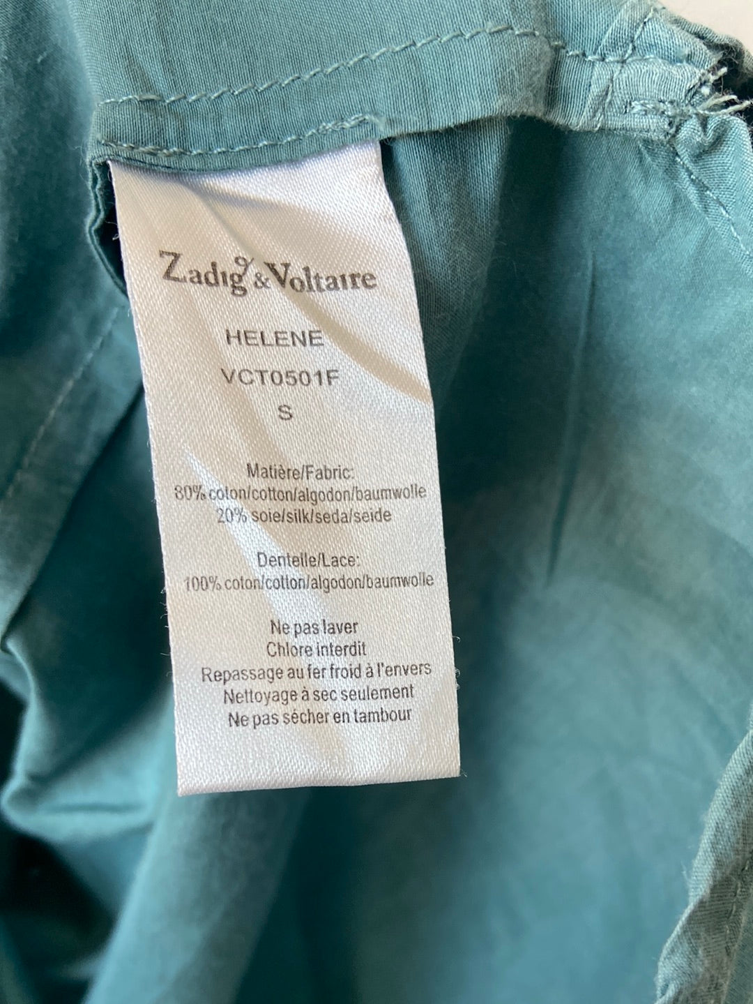 ZADIG&VOLTAIRE. Blusa ibicenca aul turquesa T.s