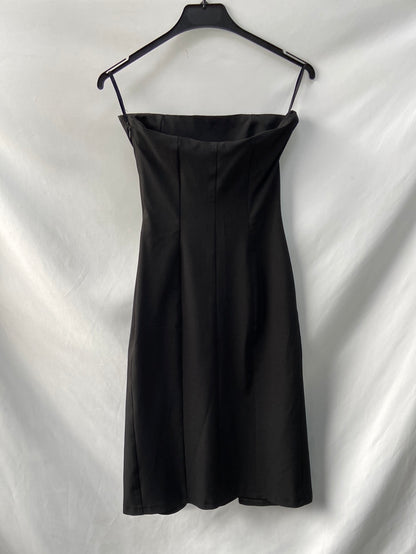 BLANCO.Vestido midi negro palabra de honor T.xs