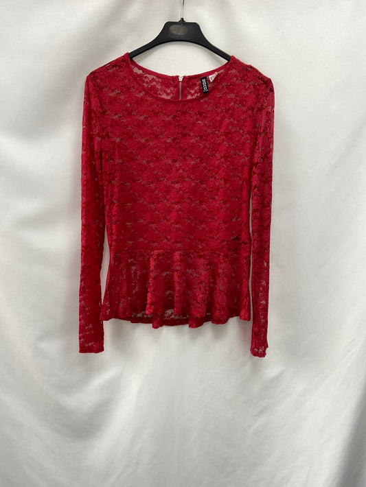 H&M.Top encaje rojo T.38